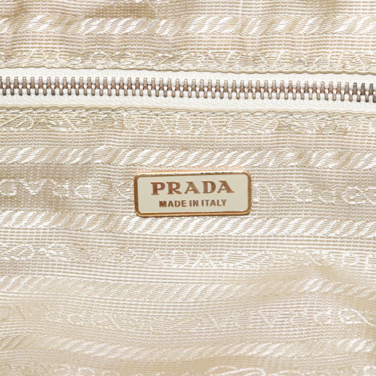 PRADA Hand Bag Nylon Beige Gold Auth ar12718