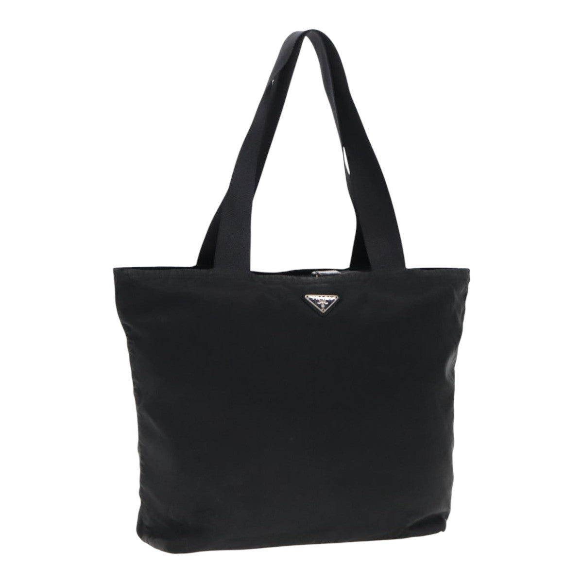 PRADA Tote Bag Nylon Black Silver Auth ar12720