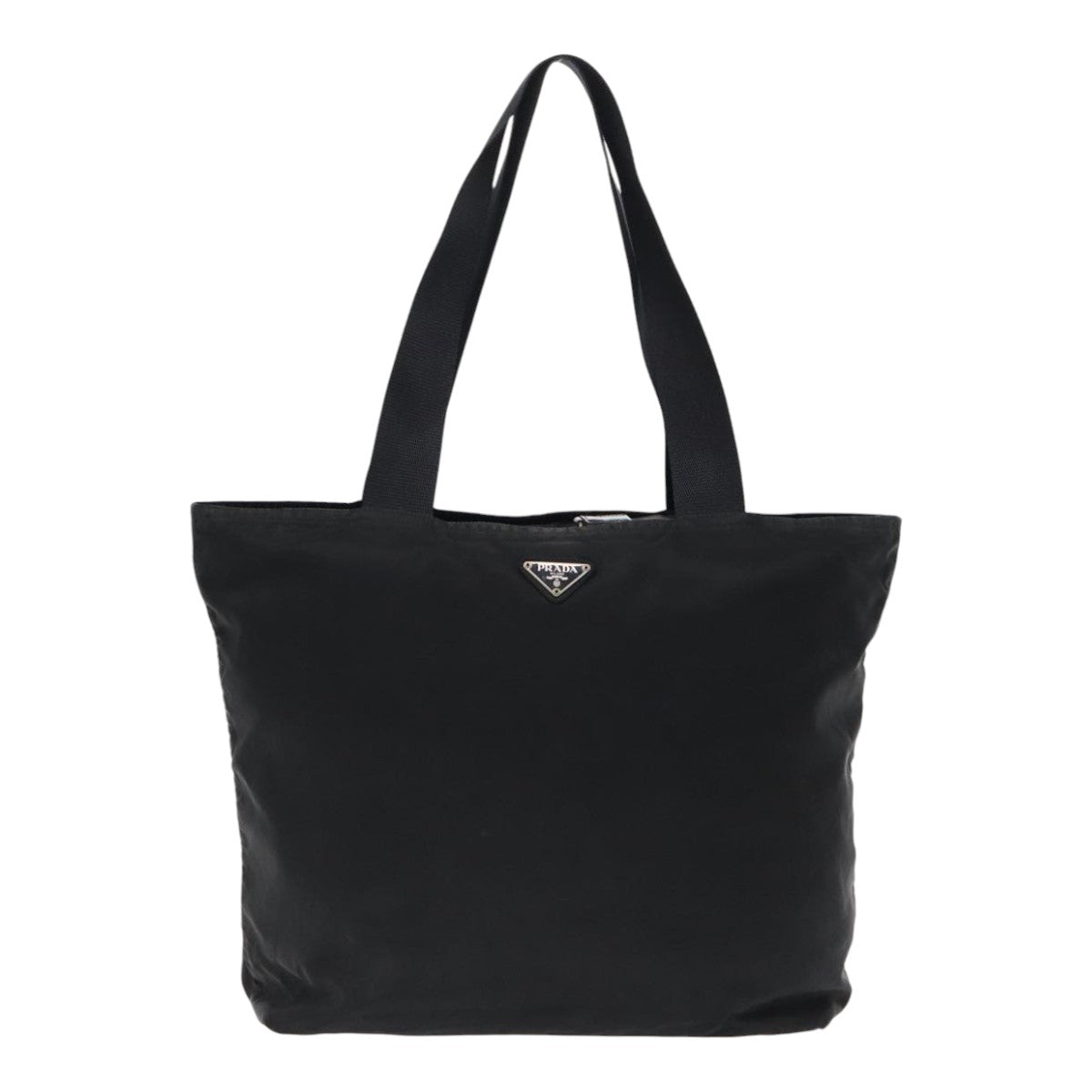 PRADA Tote Bag Nylon Black Silver Auth ar12720