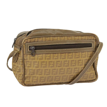 FENDI Zucchino Canvas Shoulder Bag Vintage Beige Auth ar12721