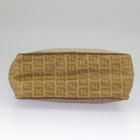 FENDI Zucchino Canvas Shoulder Bag Vintage Beige Auth ar12721