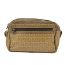 FENDI Zucchino Canvas Shoulder Bag Vintage Beige Auth ar12721-2
