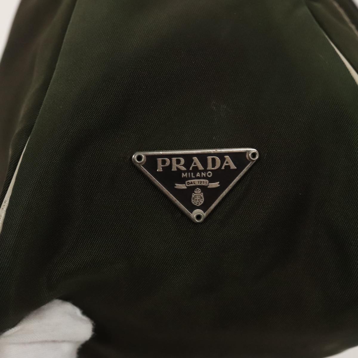 PRADA Shoulder Bag Nylon Khaki Silver Auth ar12729