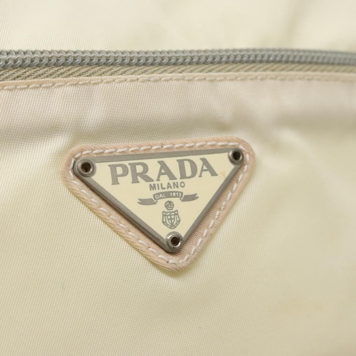 PRADA Shoulder Bag Nylon Silver White Auth ar12730