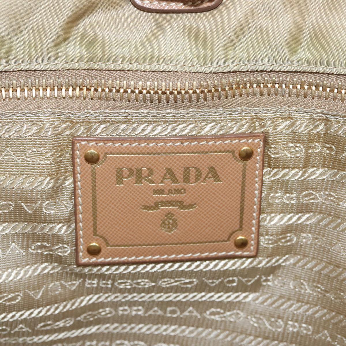 PRADA Tote Bag Nylon Beige Gold Auth ar12733