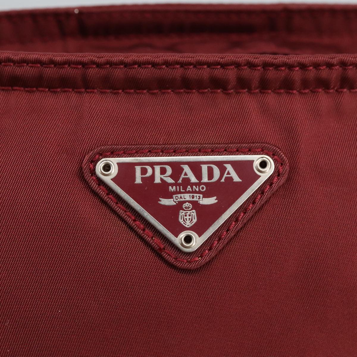 PRADA Shoulder Bag Nylon Bordeaux Silver Auth ar12740