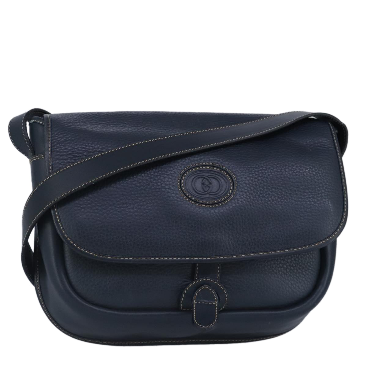 GUCCI Shoulder Bag Leather Navy Auth ar12765