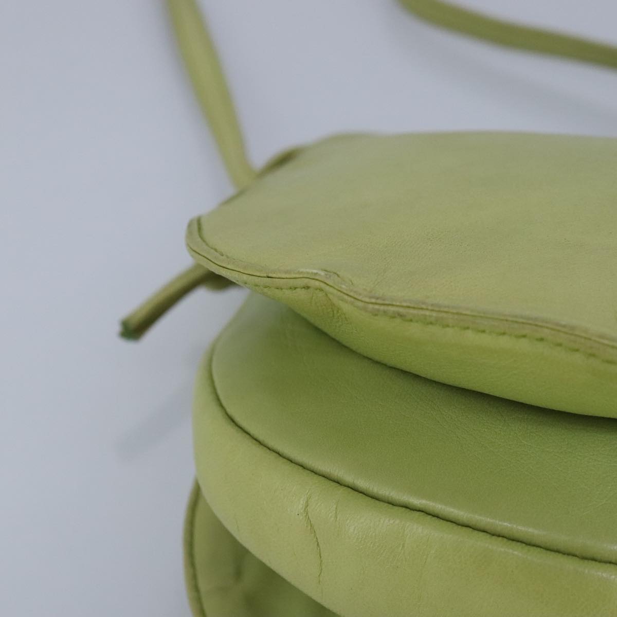 LOEWE anagram Shoulder Bag Leather LIme Green Auth ar12766