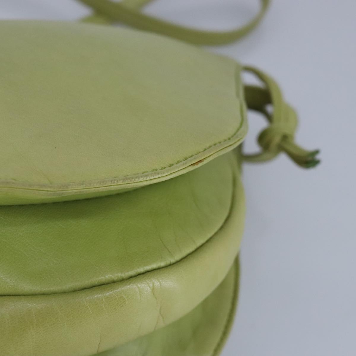 LOEWE anagram Shoulder Bag Leather LIme Green Auth ar12766