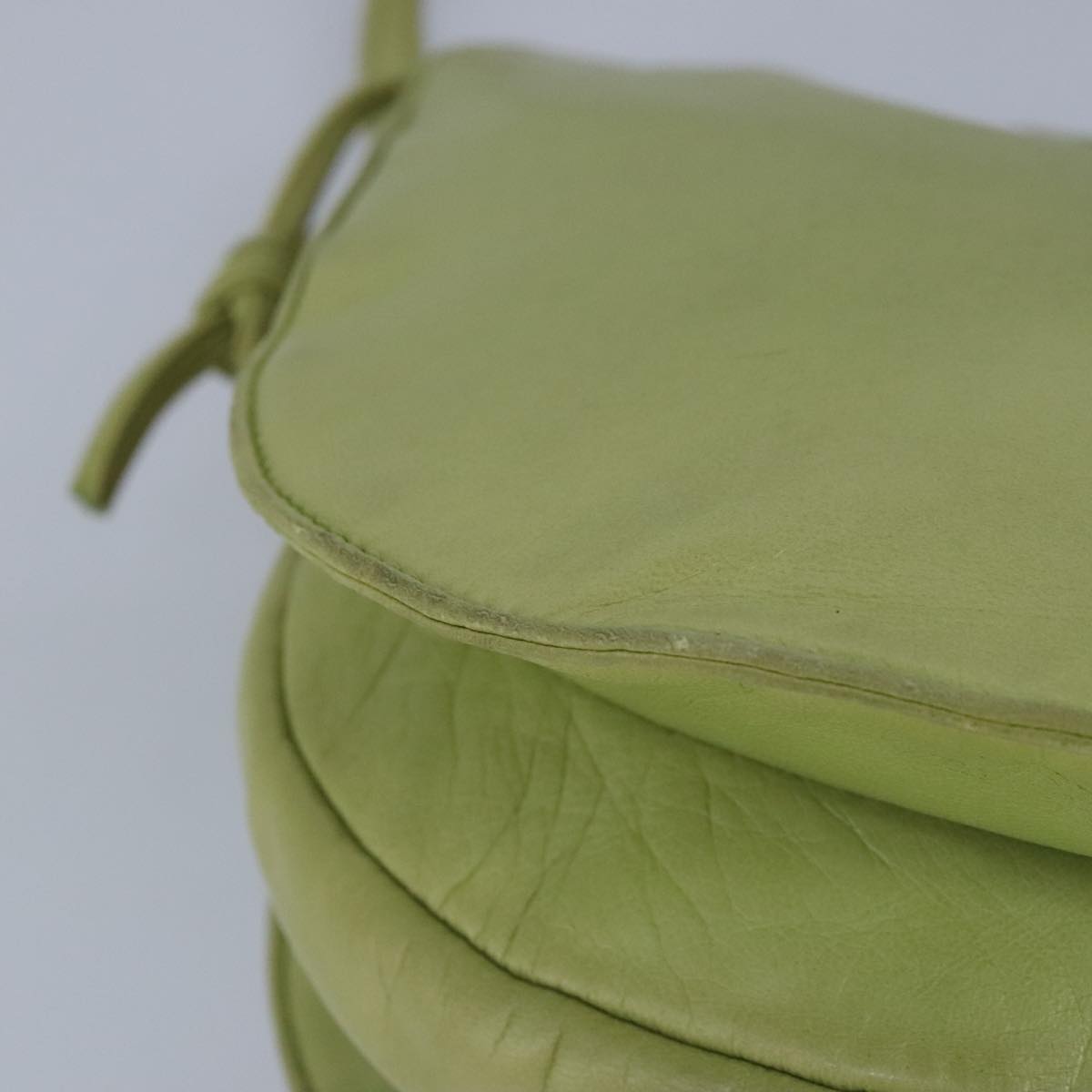 LOEWE anagram Shoulder Bag Leather LIme Green Auth ar12766