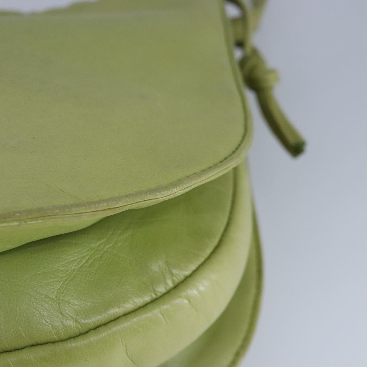 LOEWE anagram Shoulder Bag Leather LIme Green Auth ar12766