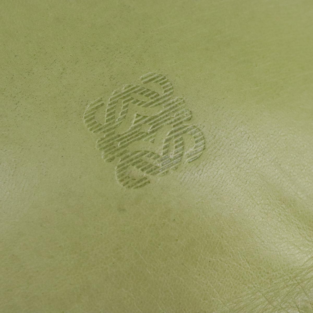 LOEWE anagram Shoulder Bag Leather LIme Green Auth ar12766