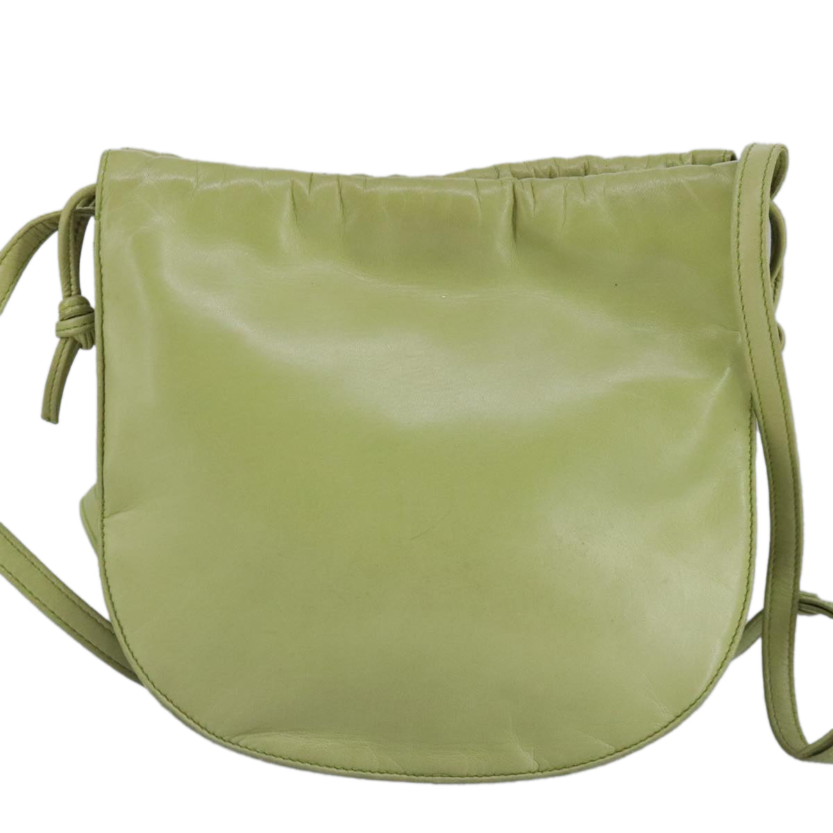 LOEWE anagram Shoulder Bag Leather LIme Green Auth ar12766 - 0