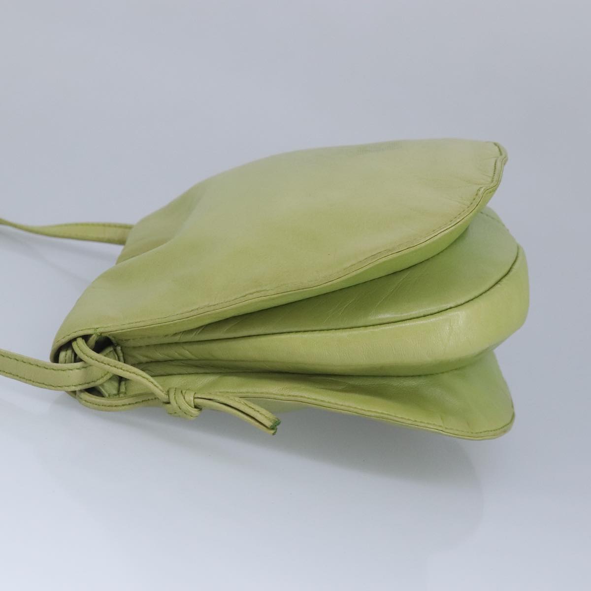 LOEWE anagram Shoulder Bag Leather LIme Green Auth ar12766