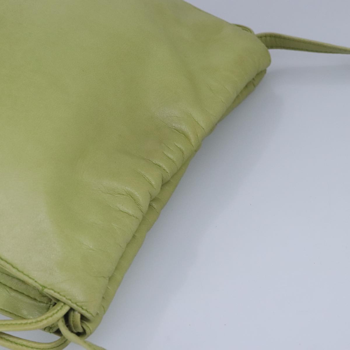 LOEWE anagram Shoulder Bag Leather LIme Green Auth ar12766