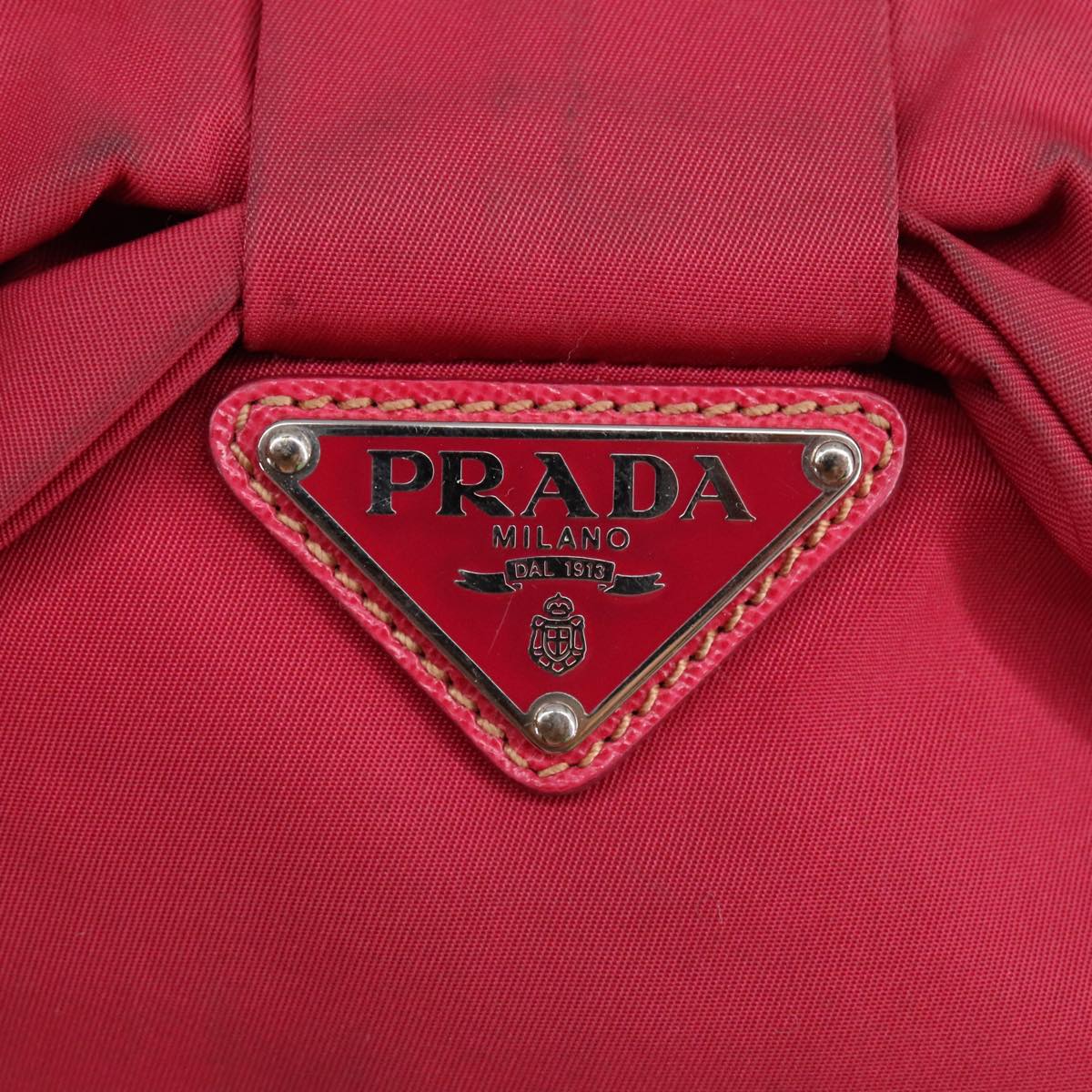 PRADA Tote Bag Nylon Pink Gold Auth ar12768