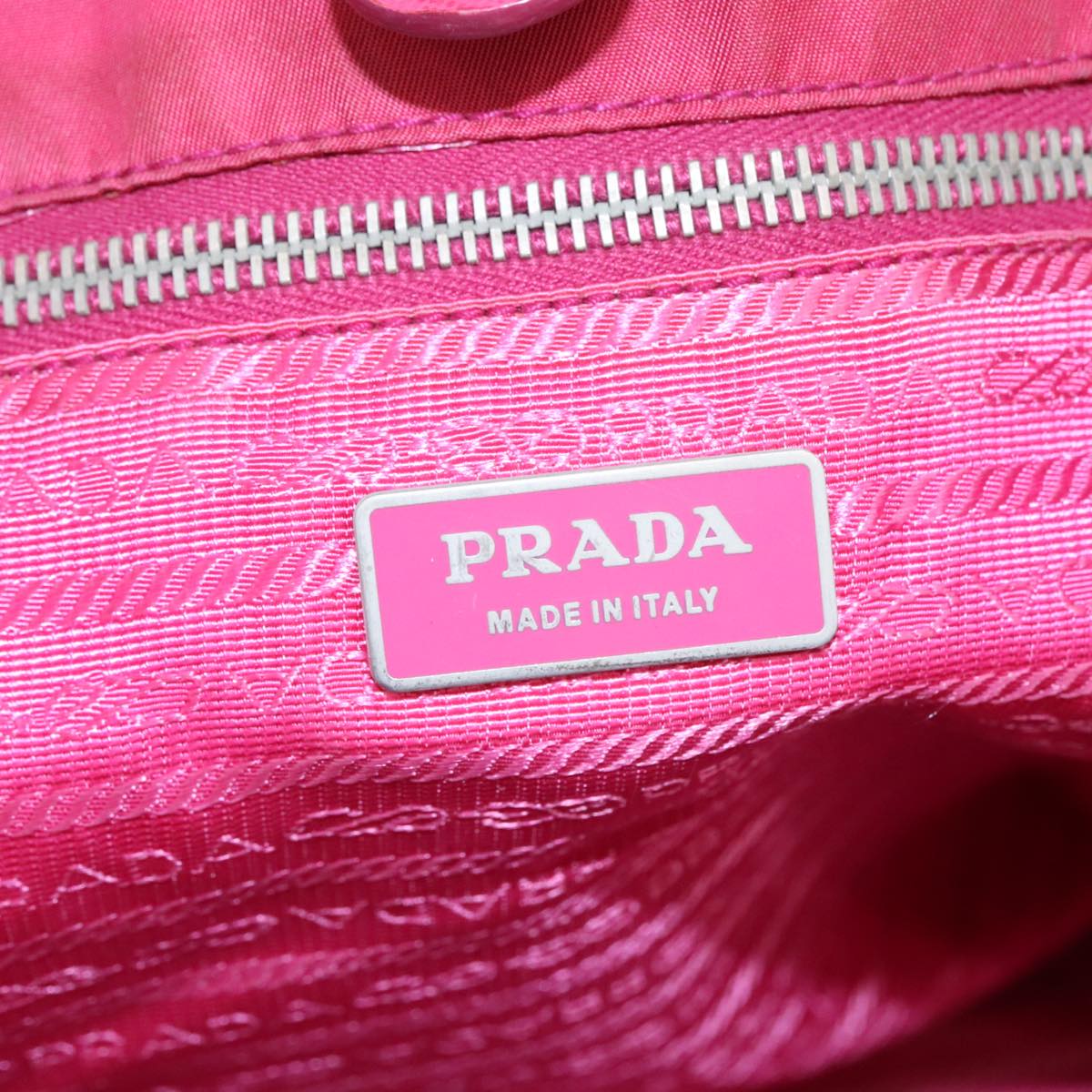 PRADA Tote Bag Nylon Pink Gold Auth ar12768