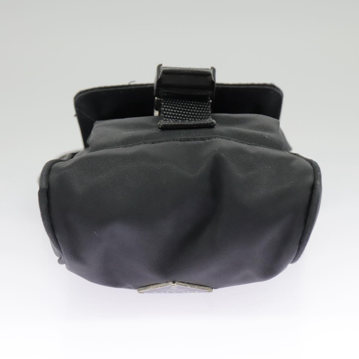 PRADA Shoulder Pouch Nylon Black Silver Auth ar12772