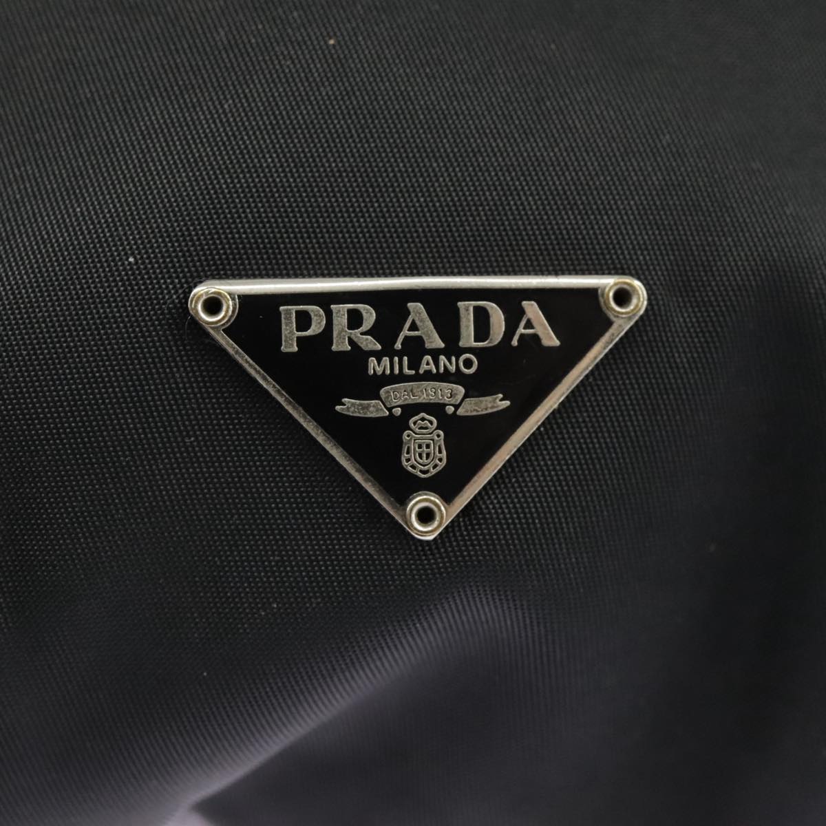 PRADA Shoulder Pouch Nylon Black Silver Auth ar12772