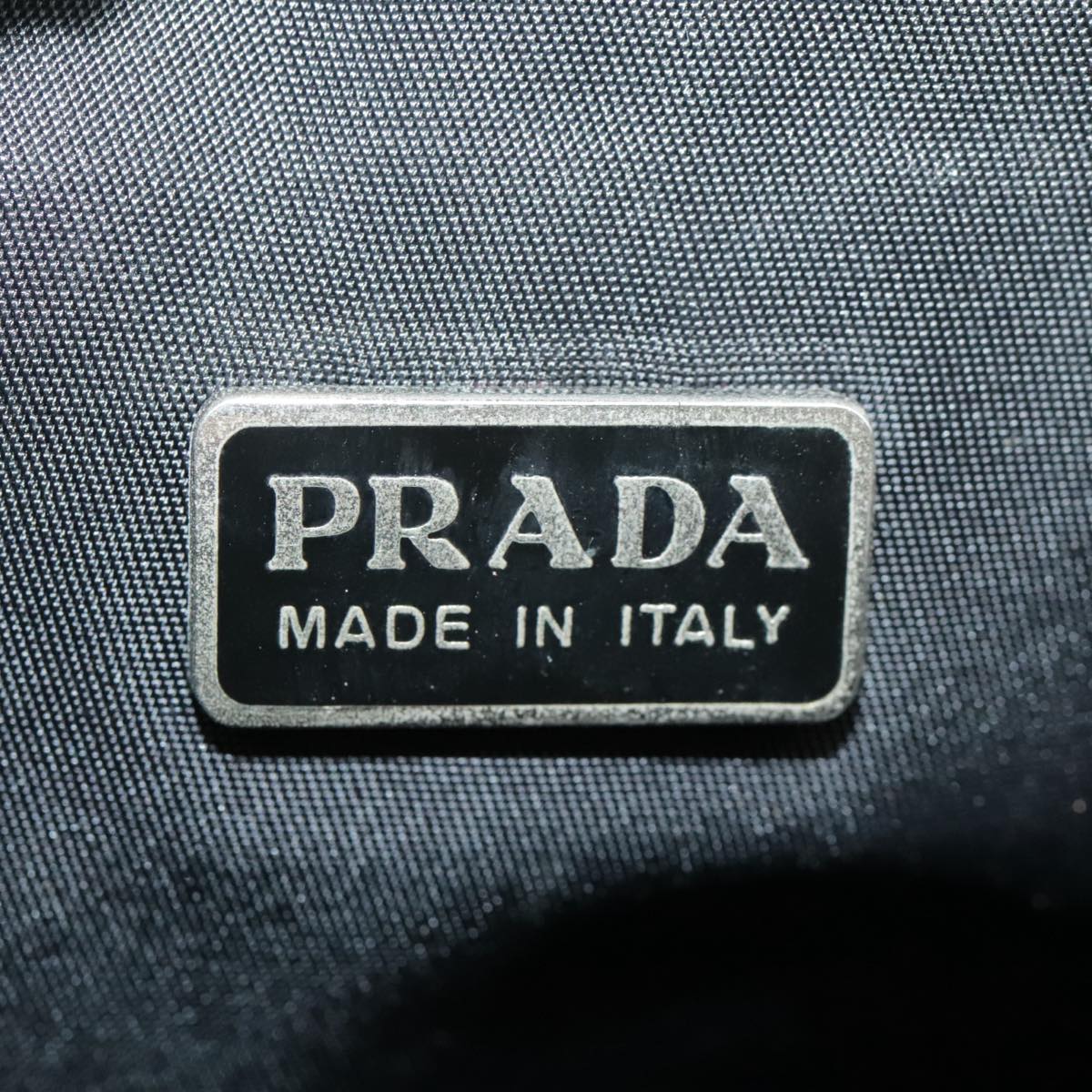 PRADA Shoulder Pouch Nylon Black Silver Auth ar12772