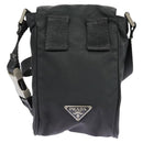 PRADA Shoulder Pouch Nylon Black Silver Auth ar12772-2