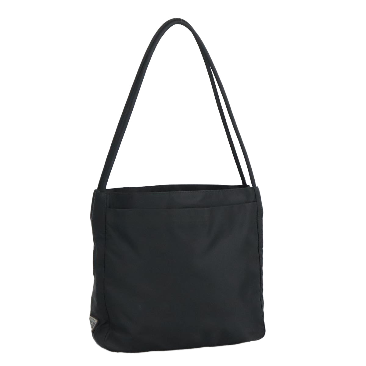 PRADA Tote Bag Nylon Black Silver Auth ar12773