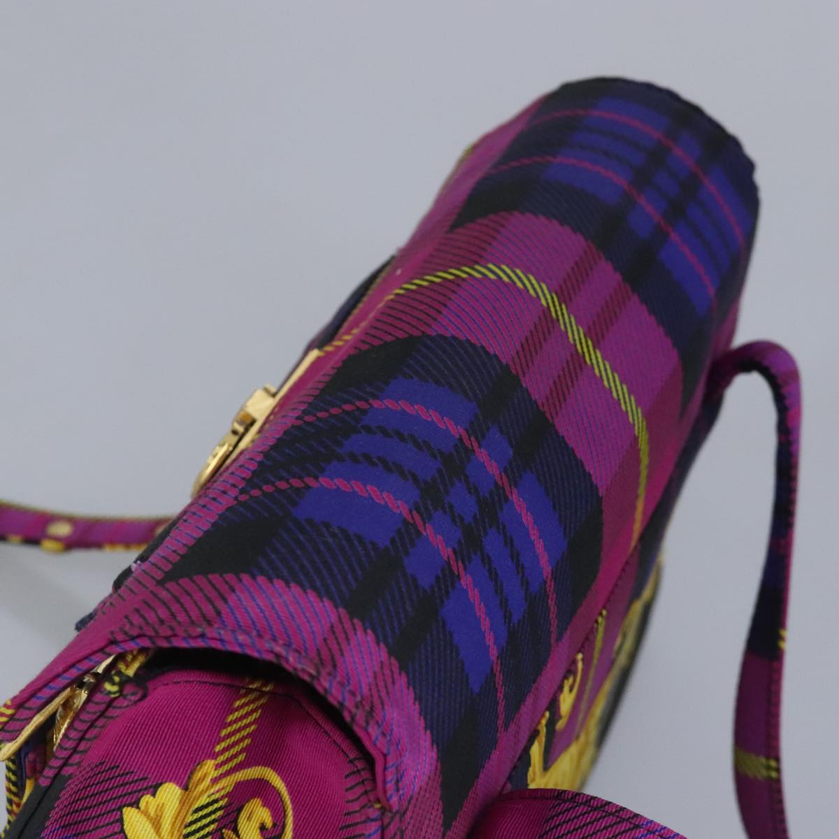 Gianni Versace Shoulder Bag Canvas Purple Yellow Auth ar12775