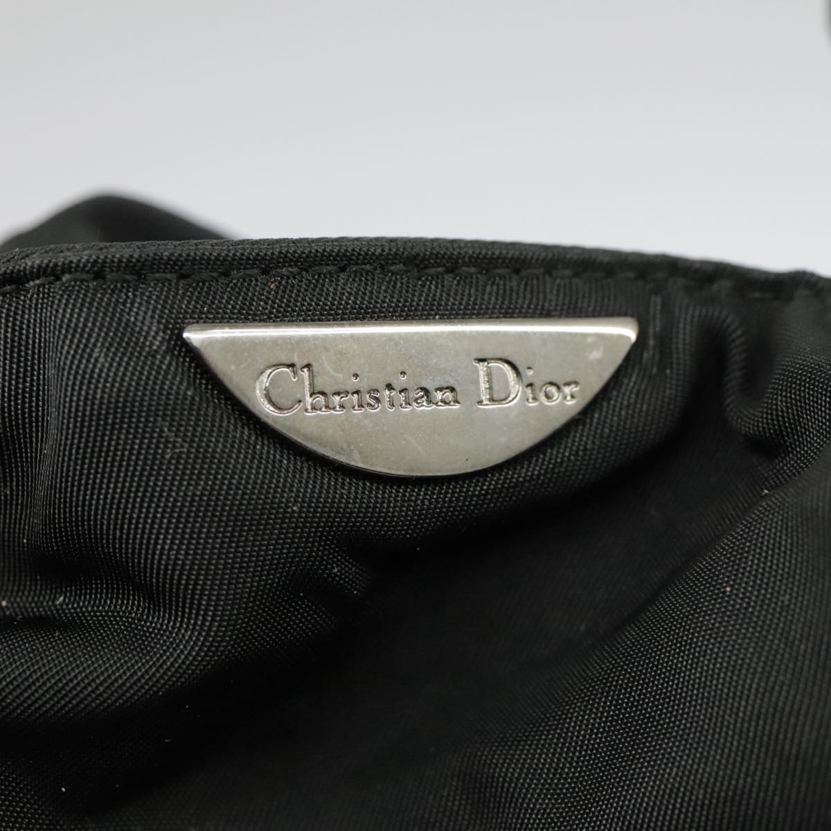 Christian Dior Hand Bag Nylon Black Silver Auth ar12776