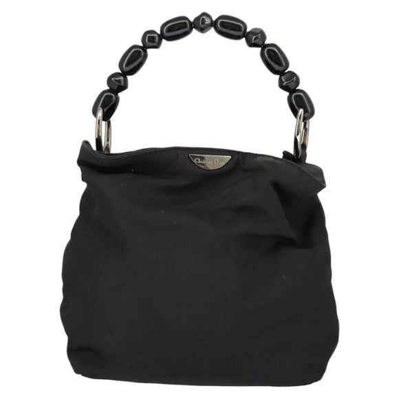 Christian Dior Hand Bag Nylon Black Silver Auth ar12776