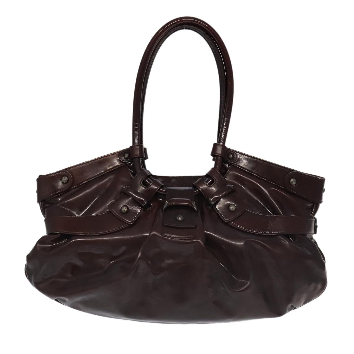 Salvatore Ferragamo Shoulder Bag Enamel Brown Auth ar12780 - 0