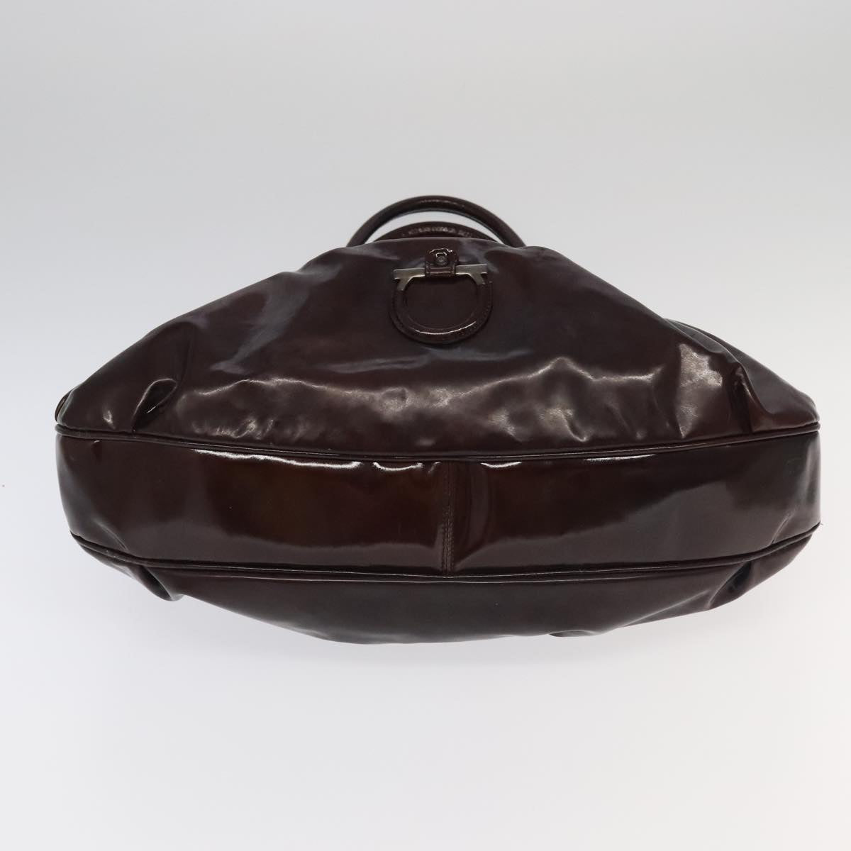 Salvatore Ferragamo Shoulder Bag Enamel Brown Auth ar12780