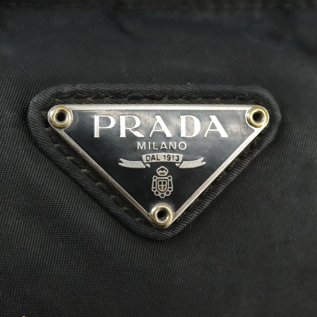 PRADA Shoulder Bag Nylon Black Silver Auth ar12781