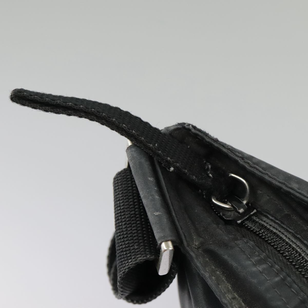 PRADA Shoulder Bag Nylon Black Silver Auth ar12781