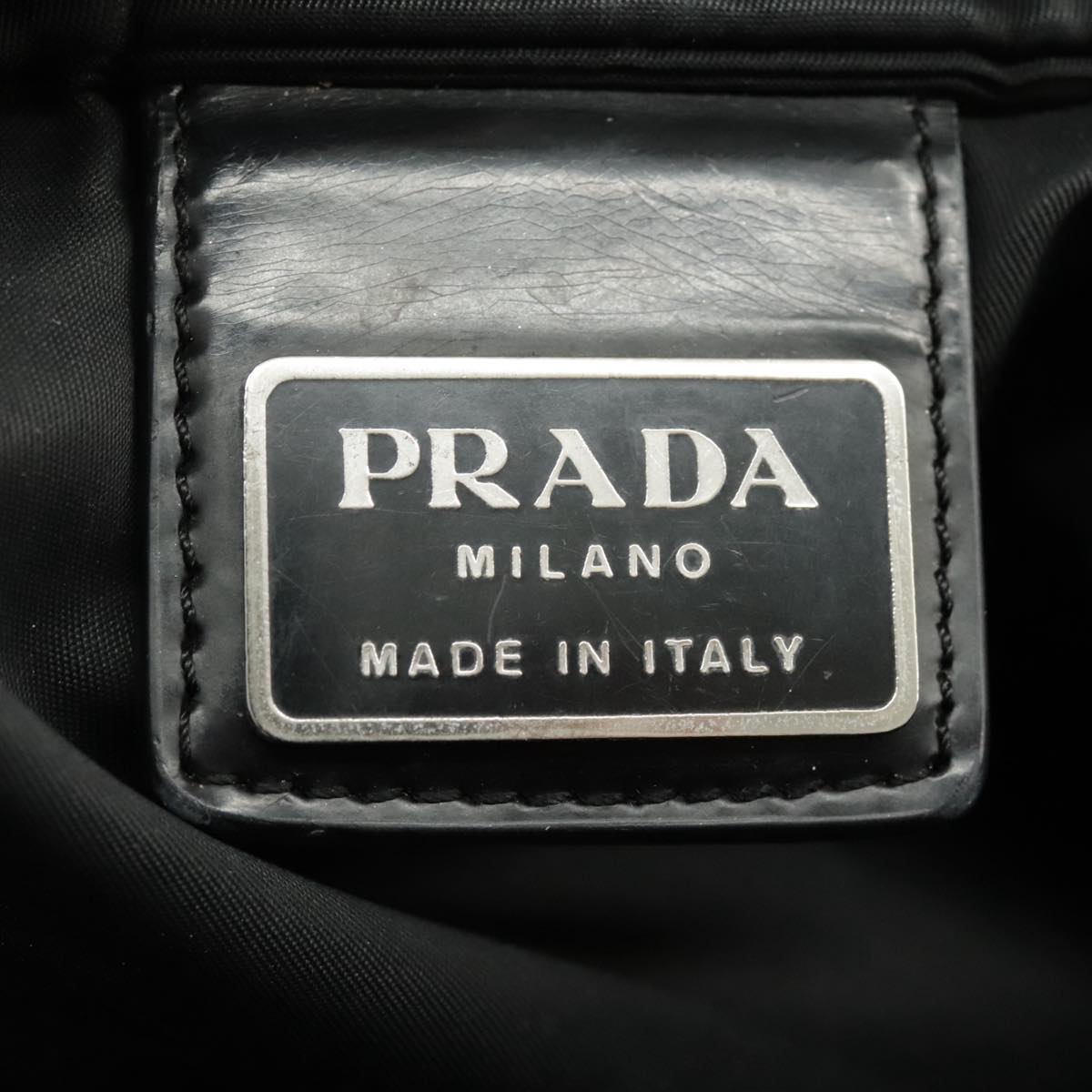 PRADA Shoulder Bag Nylon Black Silver Auth ar12781