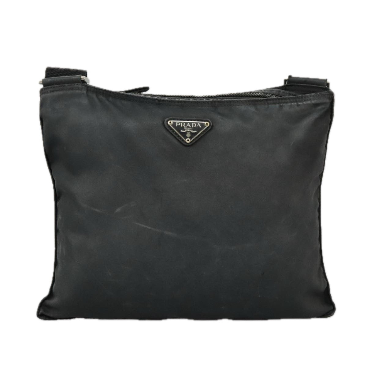 PRADA Shoulder Bag Nylon Black Silver Auth ar12781