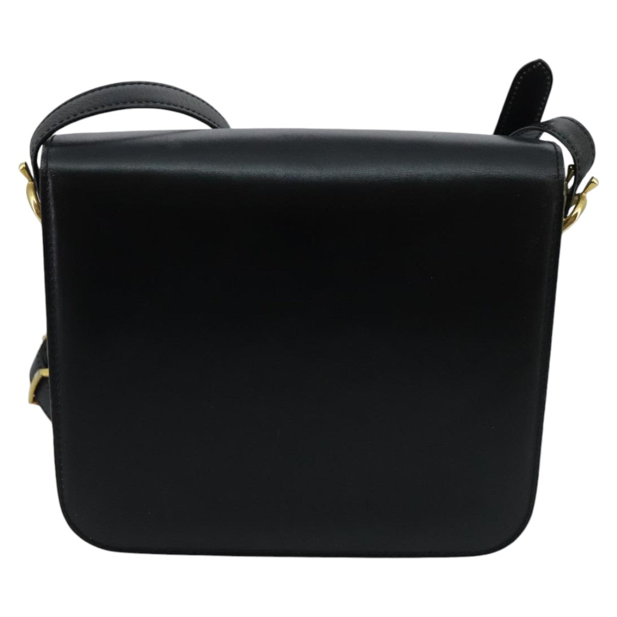 CELINE Shoulder Bag Leather Black Auth ar12782 - 0