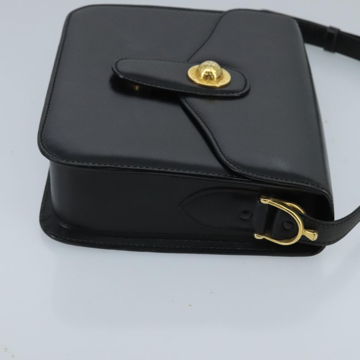 CELINE Shoulder Bag Leather Black Auth ar12782