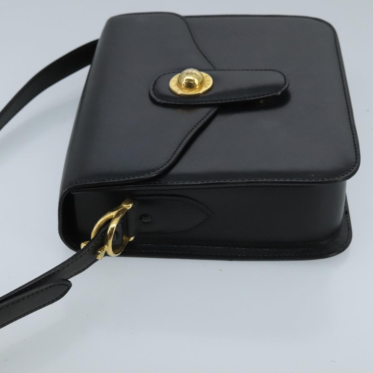 CELINE Shoulder Bag Leather Black Auth ar12782