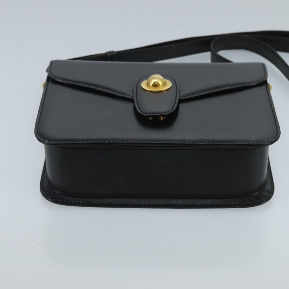 CELINE Shoulder Bag Leather Black Auth ar12782