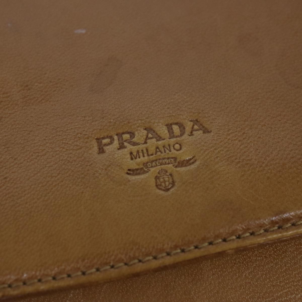 PRADA Chain Shoulder Bag Leather Beige Auth ar12783