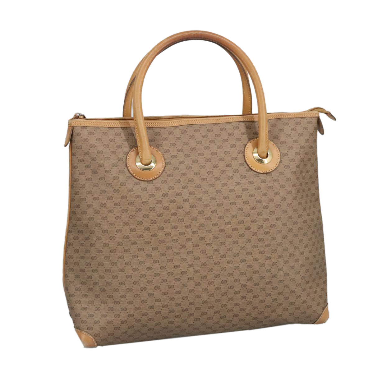 GUCCI Micro GG Supreme Tote Bag Brown Gold Auth ar12793