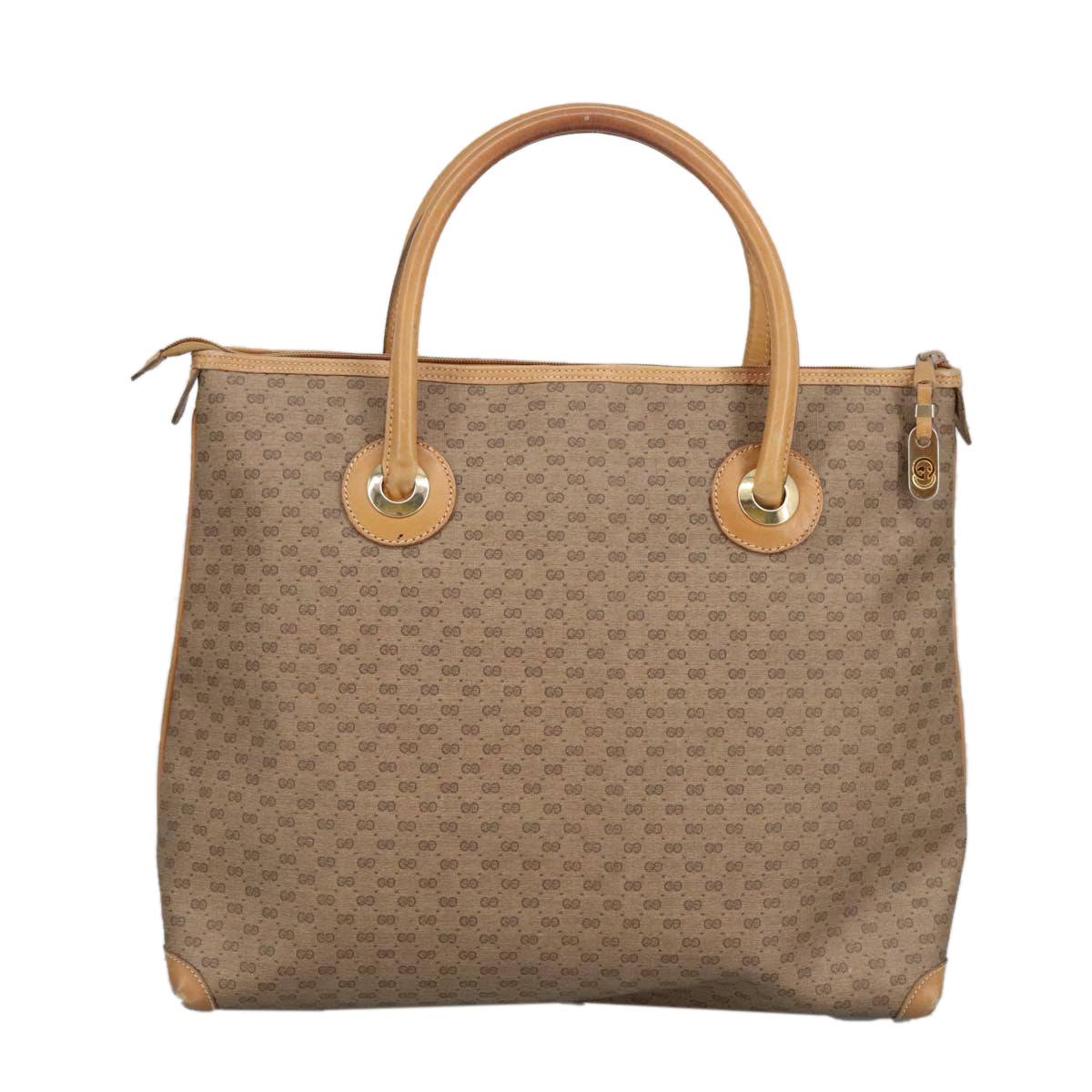 GUCCI Micro GG Supreme Tote Bag Brown Gold Auth ar12793