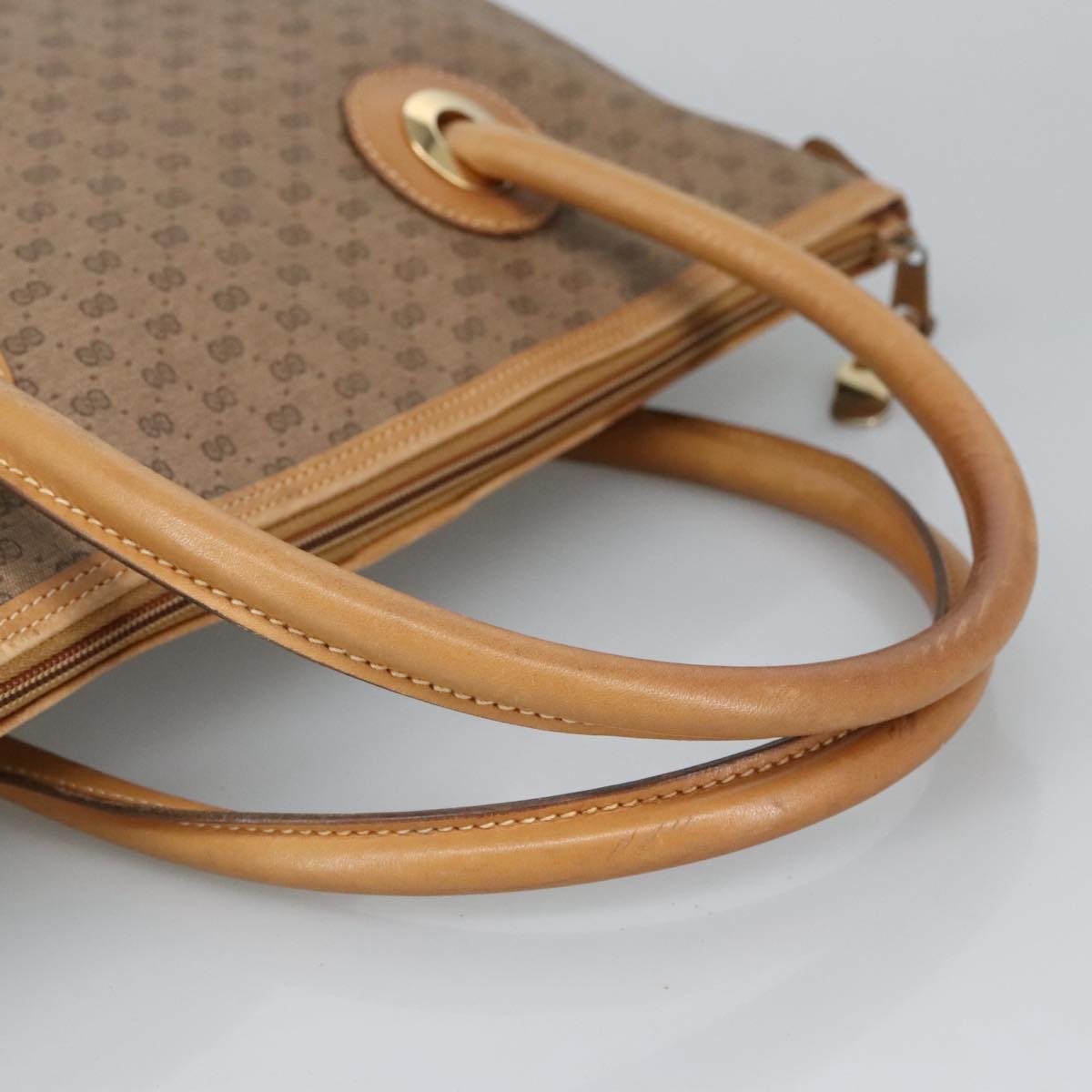 GUCCI Micro GG Supreme Tote Bag Brown Gold Auth ar12793