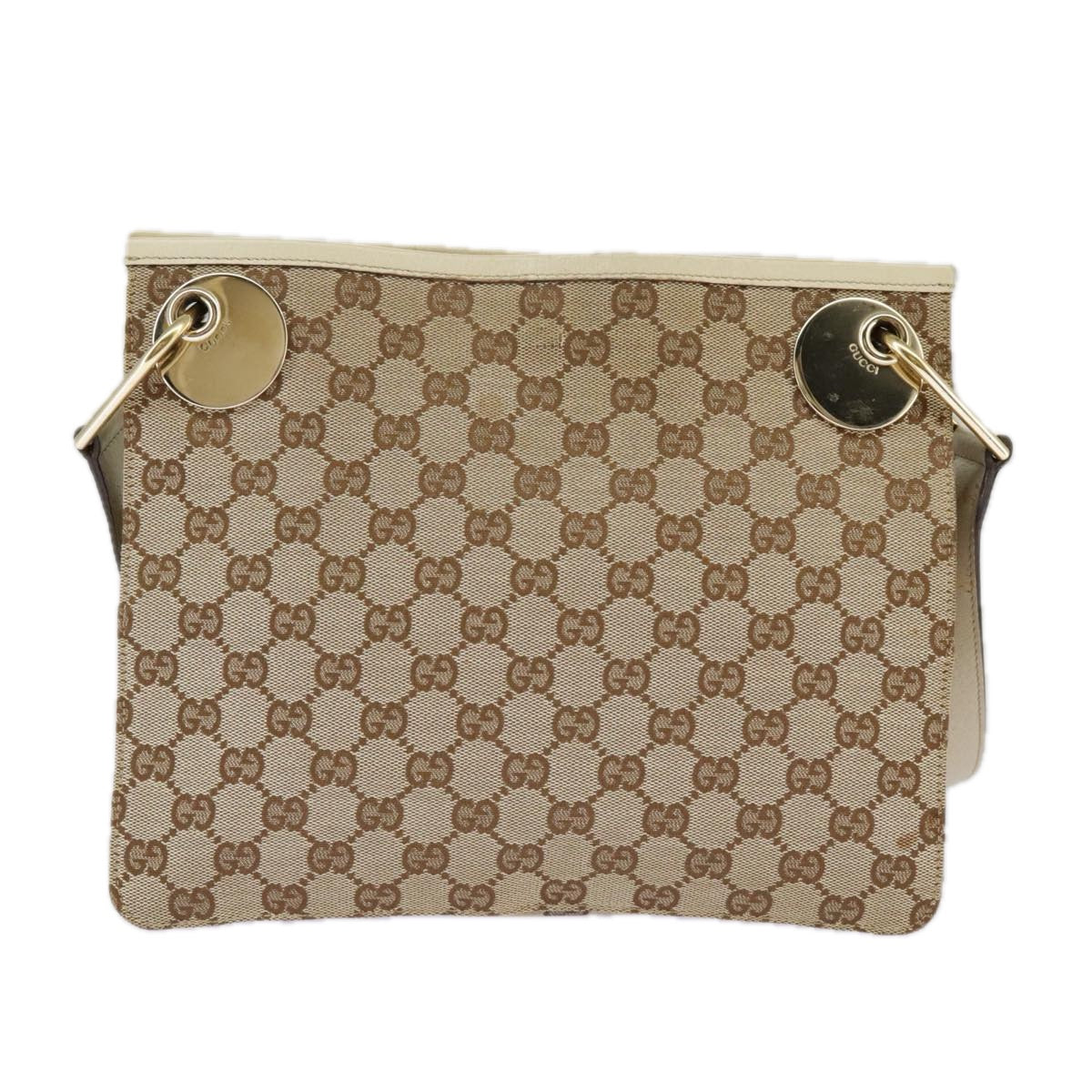 GUCCI GG Canvas Shoulder Bag Beige Cream Gold 120841 Auth ar12809 - 0