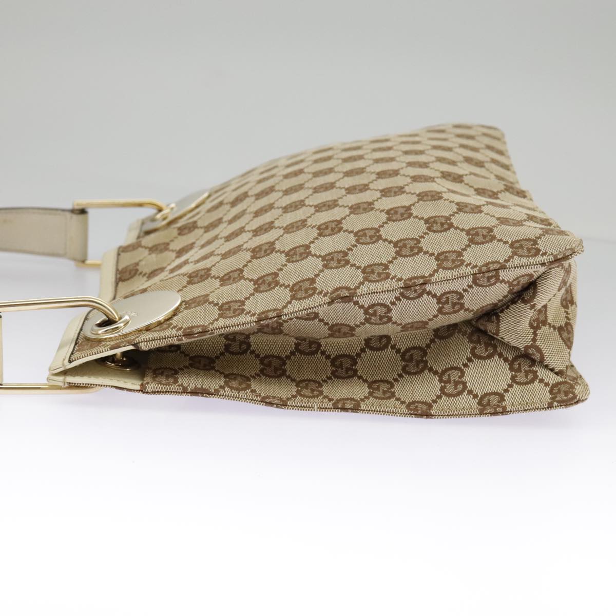 GUCCI GG Canvas Shoulder Bag Beige Cream Gold 120841 Auth ar12809