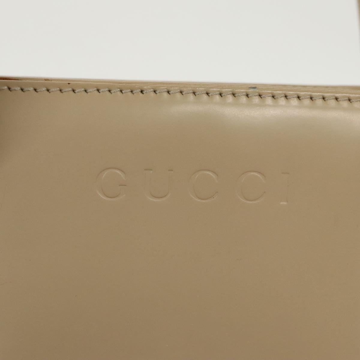 GUCCI Hand Bag Patent leather 2way Beige Auth ar12815