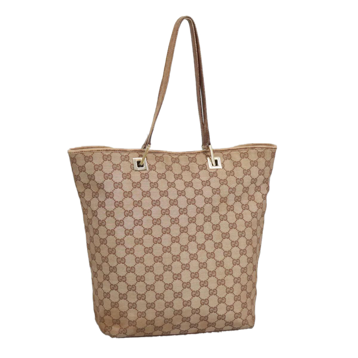 GUCCI GG Canvas Tote Bag Beige Gold 002 1098 Auth ar12816