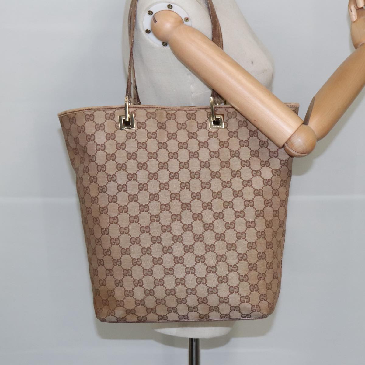 GUCCI GG Canvas Tote Bag Beige Gold 002 1098 Auth ar12816