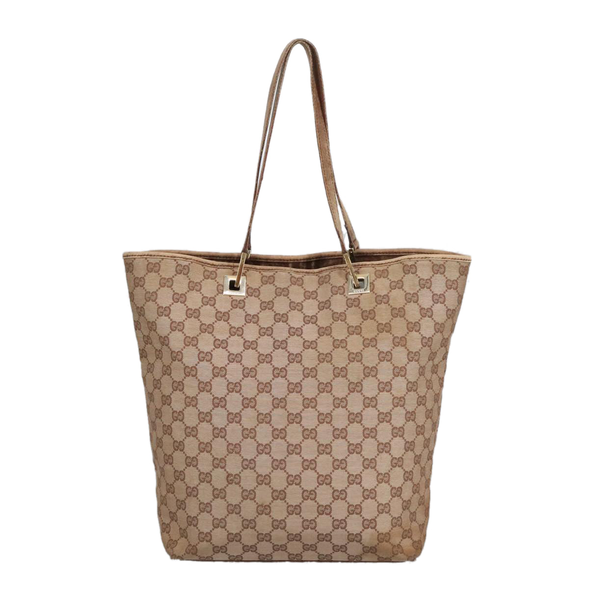 GUCCI GG Canvas Tote Bag Beige Gold 002 1098 Auth ar12816