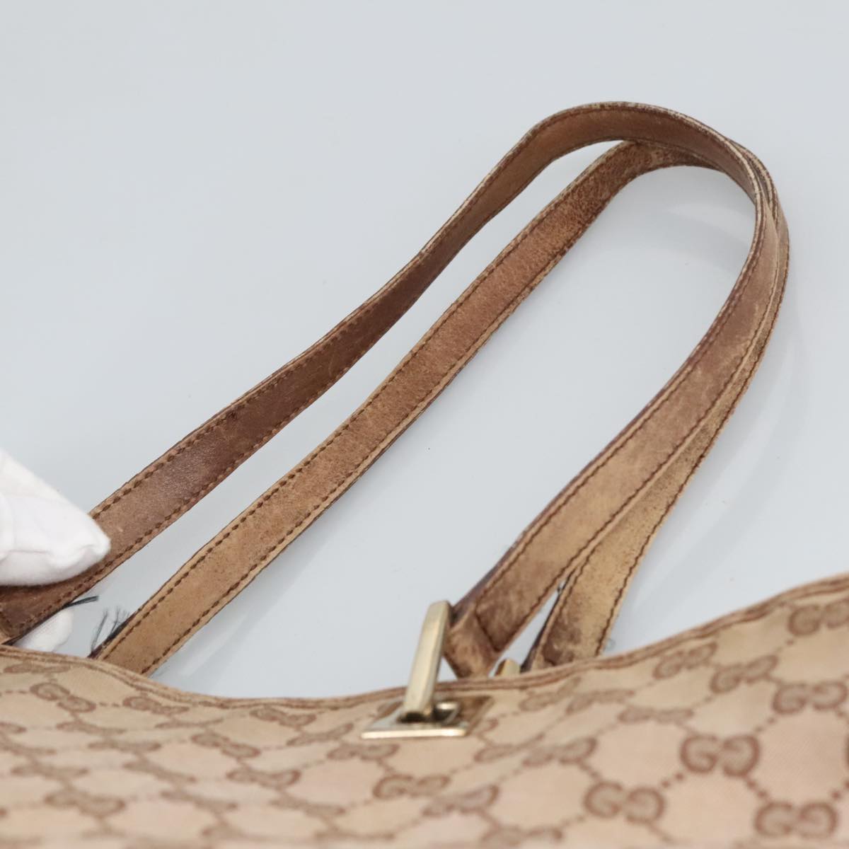 GUCCI GG Canvas Tote Bag Beige Gold 002 1098 Auth ar12816